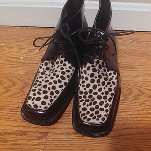 CasaNova leather booties/ leopard upper